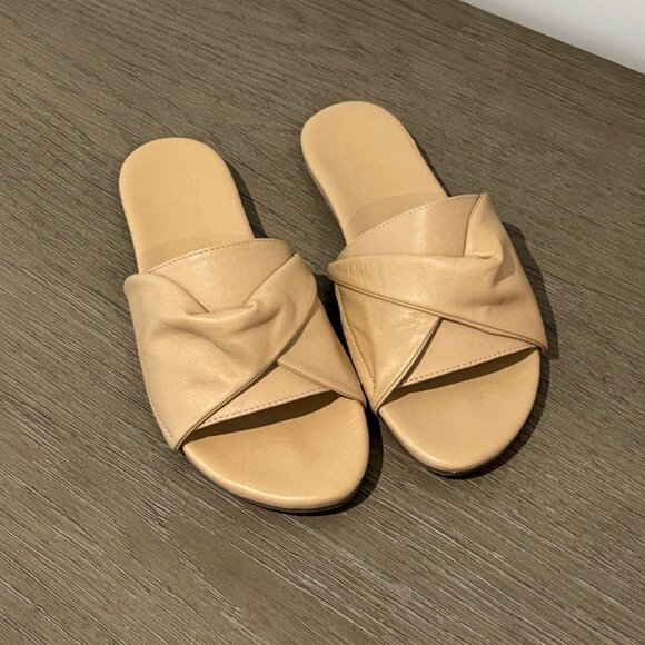COCONUTS (Nordstrom) Tan Leather Flat Slide Sandals - Size 8 - Picture 2 of 7